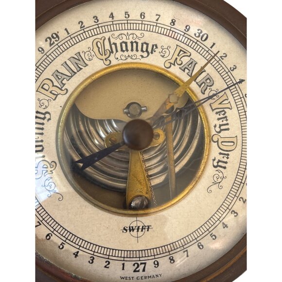 Antique Barometer West Germany Weather Brass Dial SWIFT Stormy Rain Fair V. Dry - Picture 7 of 13